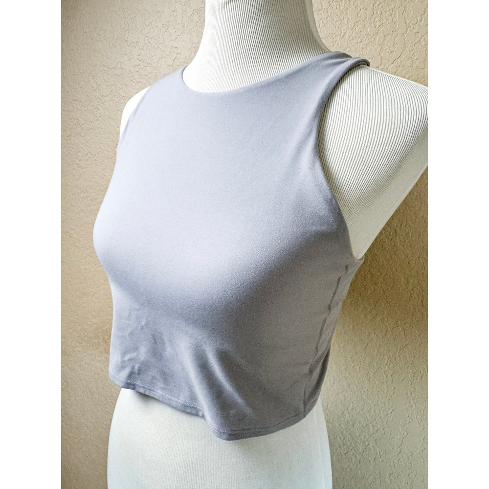 Athleta Conscious Crop Tank Top Lavender Grey High Neck Racerback Size M